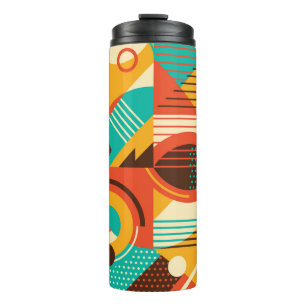 Farbiges geometrisches Retro: Vintage Abstraktion. Thermosbecher