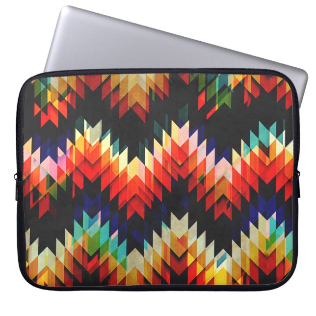 Farbiges geometrisches Weave Laptopschutzhülle (Vorderseite)