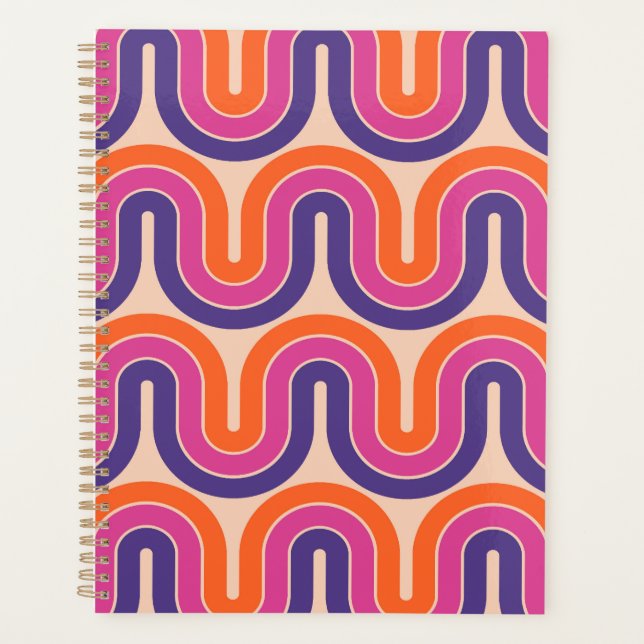 Farbiges geometrisches Wellendesign im Retro Planer (Vorderseite)