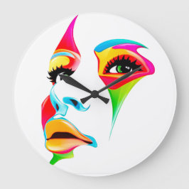 Farbiges Gesicht, rund (groß), Wall-Uhr Große Wanduhr
