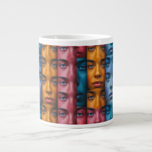 Farbiges Gesichter-Muster Jumbo-Tasse
