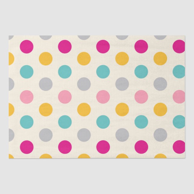 Farbiges Girly Polka Dots Musterteppichpapier Seidenpapier (Vorderseite)