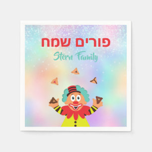 Farbiges Glück Purim Clown Hamantash Serviette