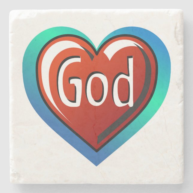 Farbiges GOD Herz Steinuntersetzer (Vorderseite)