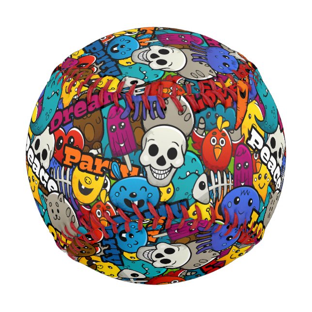 Farbiges Graffiti-Zeichen-Muster Baseball (Vorderseite)