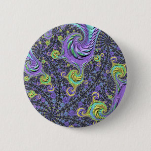 Farbiges Groovy Boho Hippie Funky Abstrakt Fraktal Button