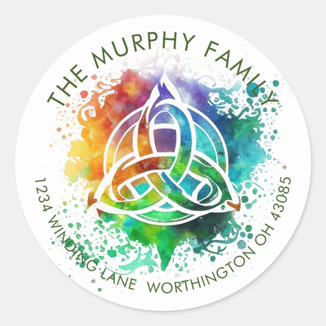Farbiges Grunge keltisches Watercolor-Design Runder Aufkleber (Vorderseite)