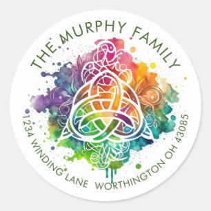 Farbiges Grunge keltisches Watercolor-Design Runder Aufkleber