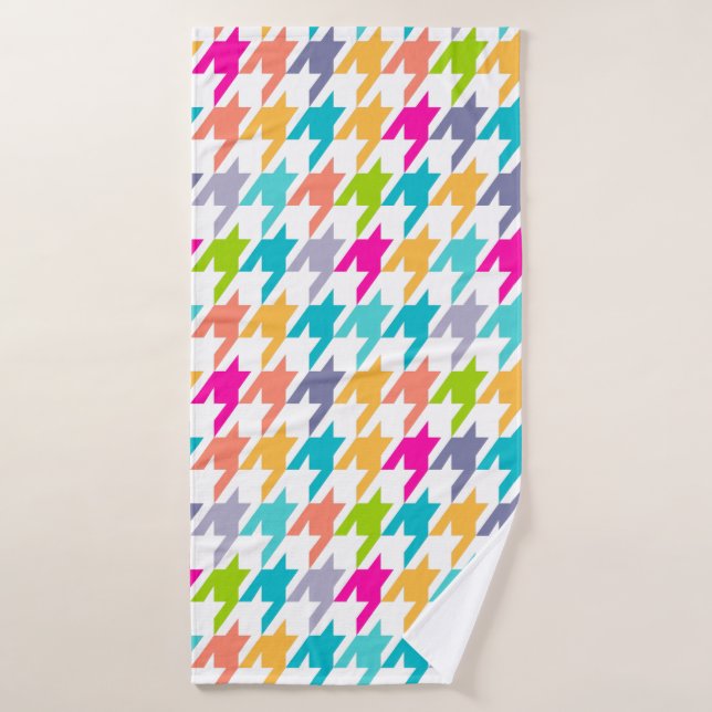 Farbiges Hahnentrittmuster Badhandtuch Set (Badehandtuch)