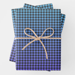 Farbiges Hahnentrittmuster - Blau bis Lila; Geschenkpapier Set