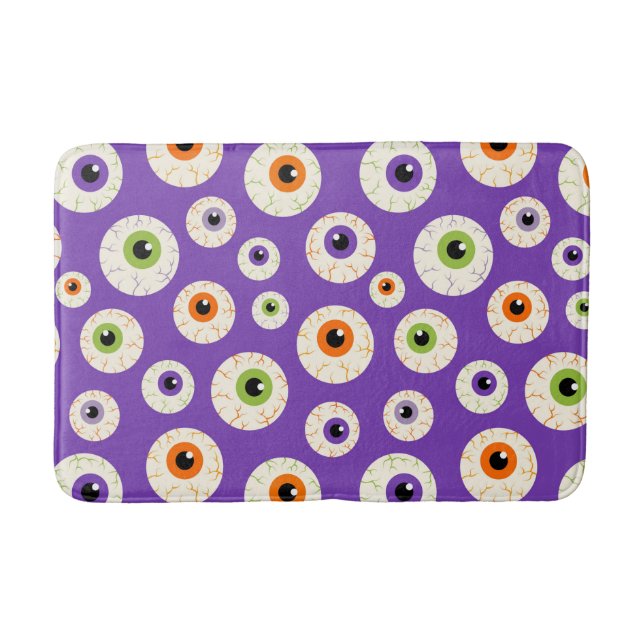 Farbiges Halloween-Eyeballs-Muster Badematte (Vorderseite)