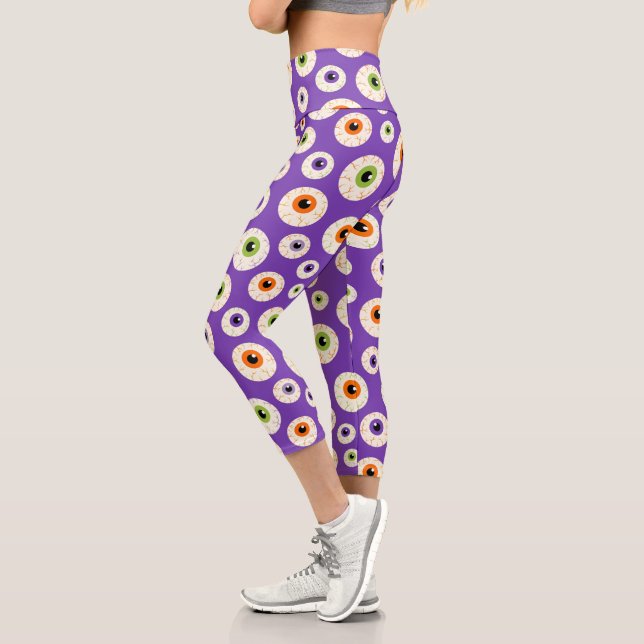 Farbiges Halloween-Eyeballs-Muster Capri Leggings (Links)