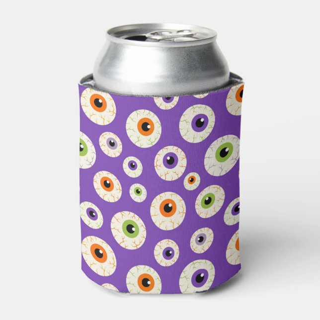 Farbiges Halloween-Eyeballs-Muster Dosenkühler (Kanne Vorderseite)