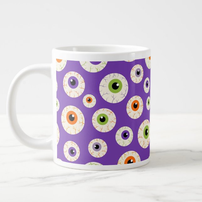 Farbiges Halloween-Eyeballs-Muster Jumbo-Tasse (Links)