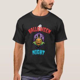 Farbiges Halloween-Nachtlogo T-Shirt