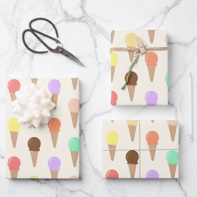 Farbiges handgezogenes Eislaufmuster Geschenkpapier Set (Vorderseite)