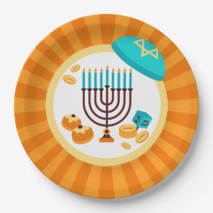 farbiges Hanukkah-Party Pappteller