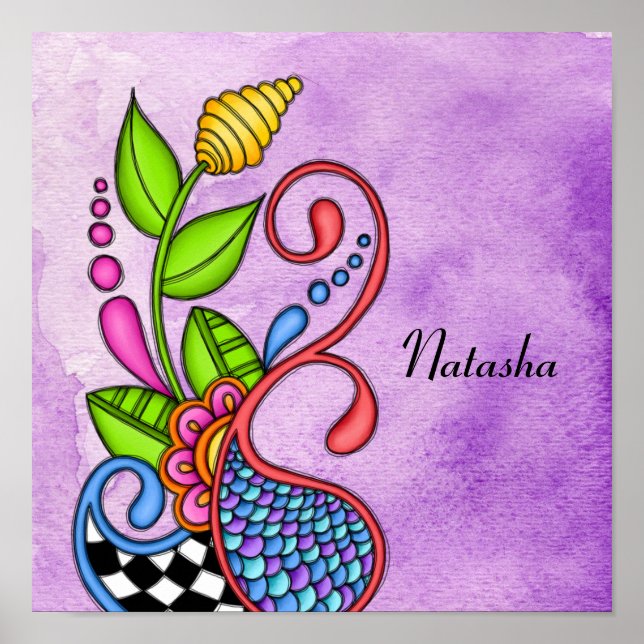 Farbiges Happy Doodle Design Poster (Vorne)