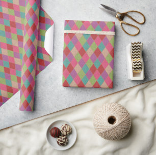Farbiges Harlequin Diamonds Wrapping Paper Geschenkpapier