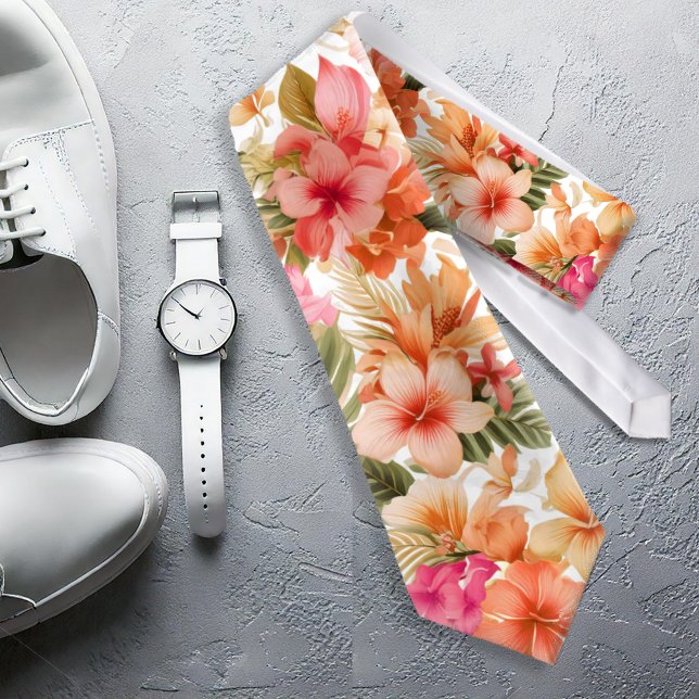 Farbiges hawaiisches Muster ID1092 Krawatte (Von Creator hochgeladen)