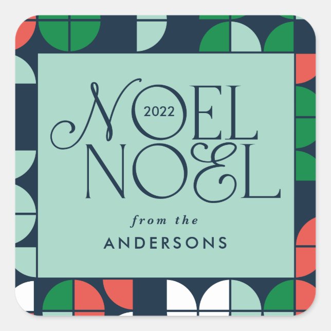 Farbiges helles Weihnachten Weihnachtsgeometrie Quadratischer Aufkleber (Vorderseite)