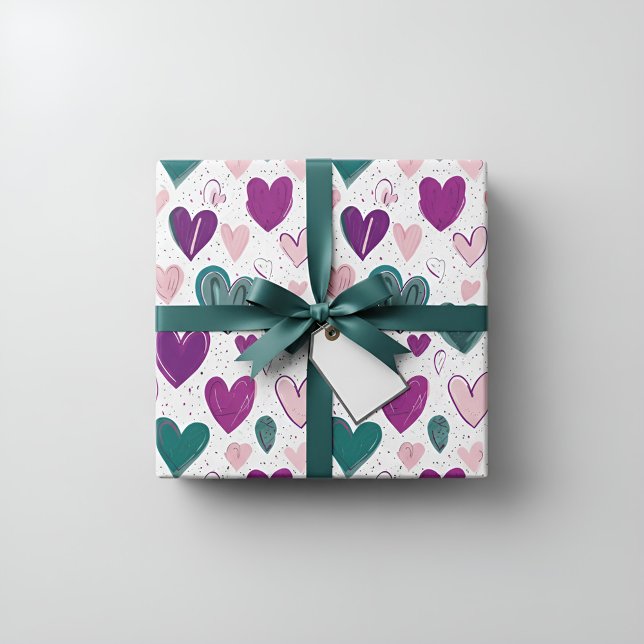Farbiges Herz Muster Geschenkverpackungspapier Geschenkpapier Set (Von Creator hochgeladen)