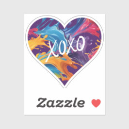 Farbiges Herz XOXO- Aufkleber