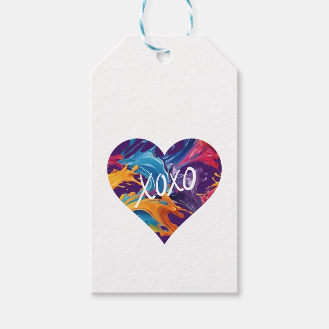 Farbiges Herz XOXO- Geschenkanhänger (Vorderseite)