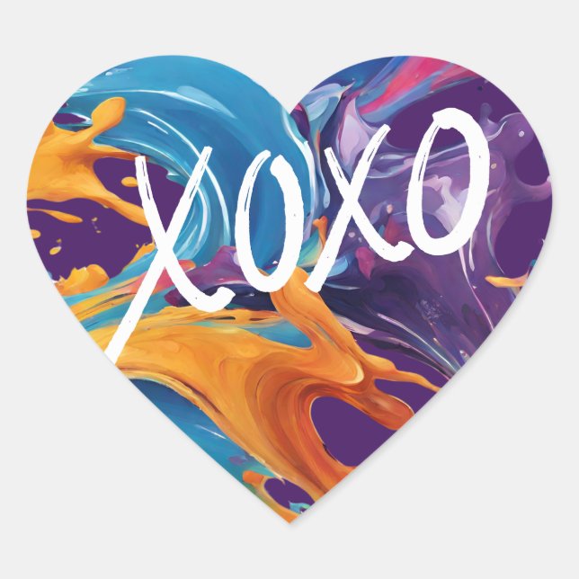 Farbiges Herz XOXO- Herz-Aufkleber (Vorderseite)