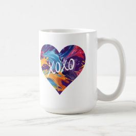Farbiges Herz XOXO- Kaffeetasse