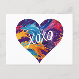 Farbiges Herz XOXO- Postkarte
