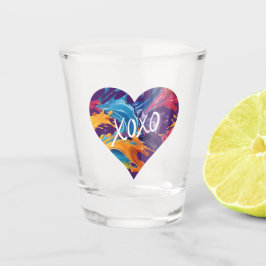Farbiges Herz XOXO- Schnapsglas