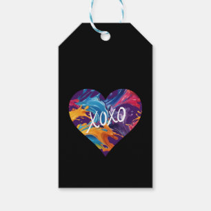 Farbiges Herz XOXO-schwarz-blau Geschenkanhänger