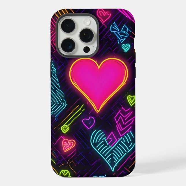 Farbiges Herzmuster iPhone 15 Pro Max Hülle (Rückseite)