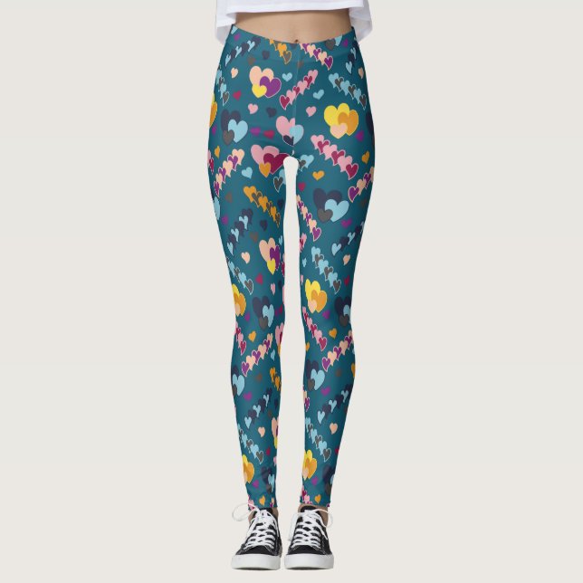 Farbiges Herzmuster Leggings (Vorderseite)