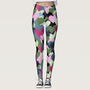Farbiges Herzmuster Leggings