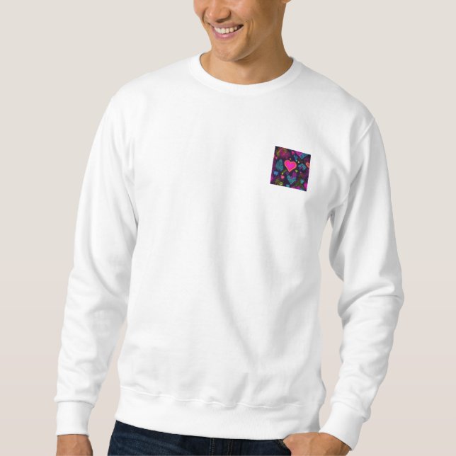 Farbiges Herzmuster Sweatshirt (Vorderseite)