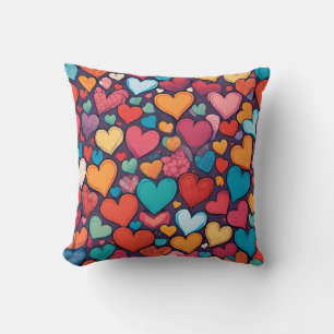 Farbiges Herzmuster Throw Kissen