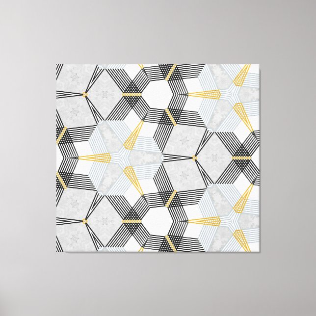 Farbiges Hexagon-Quadrat: geometrisches Kaleidosko Leinwanddruck (Vorderseite)