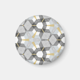 Farbiges Hexagon-Quadrat: geometrisches Kaleidosko Magnet