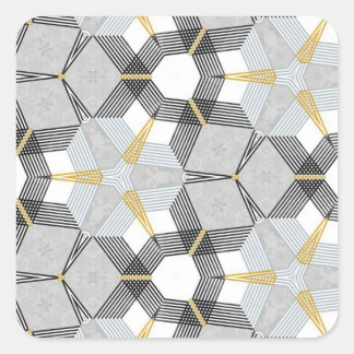 Farbiges Hexagon-Quadrat: geometrisches Kaleidosko Quadratischer Aufkleber