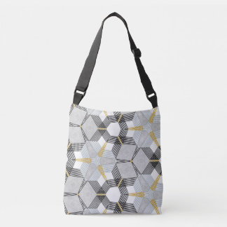 Farbiges Hexagon-Quadrat: geometrisches Kaleidosko Tragetaschen Mit Langen Trägern