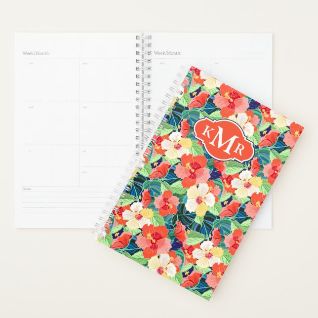Farbiges Hibiskus Muster | Monogramm Planer (Anzeige)