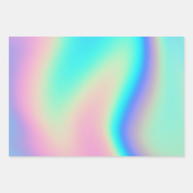 Farbiges holografisches Wrapping Paper 2 Geschenkpapier Set (Vorderseite)