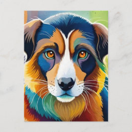 Farbiges Hundegesicht nah Postkarte