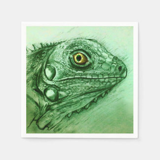 Farbiges illustriertes Set von Servietten - Iguana