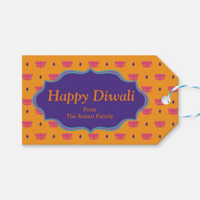 Farbiges Indianermuster Diwali Geschenkanhänger (Vorderseite (Horizontal))