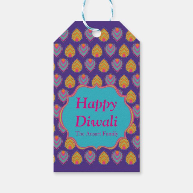 Farbiges Indianermuster Diwali Geschenkanhänger (Vorderseite)