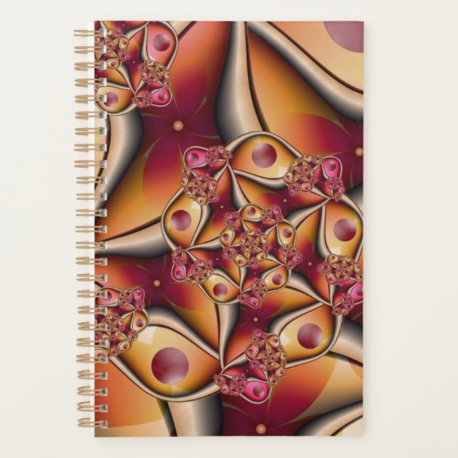Farbiges Joy Abstrakt Red Orange Fantasy Fraktal Planer (Vorderseite)
