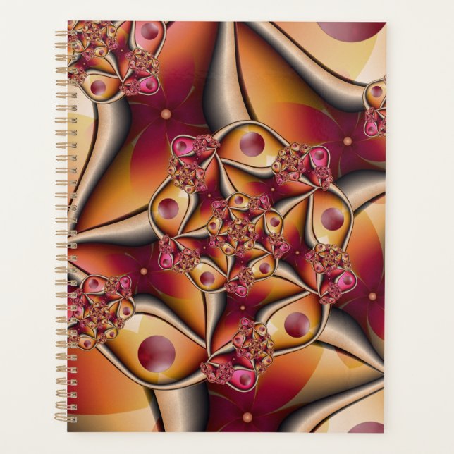 Farbiges Joy Abstrakt Red Orange Fantasy Fraktal Planer (Vorderseite)